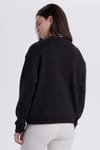 Kadın Oversize Geniş Kesim Pamuklu Bisiklet Yaka Siyah Sweatshirt