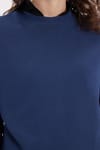 Kadın Oversize Geniş Kesim Pamuklu Bisiklet Yaka Lacivert Sweatshirt