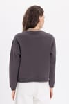 Kadın Oversize Geniş Kesim Pamuklu Bisiklet Yaka Füme Sweatshirt