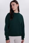 Kadın Oversize Geniş Kesim Pamuklu Bisiklet Yaka Yeşil Sweatshirt