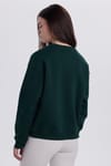 Kadın Oversize Geniş Kesim Pamuklu Bisiklet Yaka Yeşil Sweatshirt