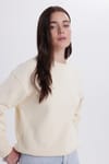 Kadın Oversize Geniş Kesim Pamuklu Bisiklet Yaka Taş Sweatshirt
