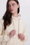 Kadın Relax Fit Rahat Kesim Pamuklu Kapüşonlu Kanguru Cepli Taş Sweatshirt