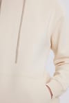 Kadın Relax Fit Rahat Kesim Pamuklu Kapüşonlu Kanguru Cepli Taş Sweatshirt