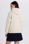 Kadın Relax Fit Rahat Kesim Pamuklu Kapüşonlu Kanguru Cepli Taş Sweatshirt