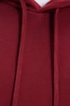 Kadın Oversize Geniş Kesim Pamuklu Yumuşak Dokulu İçi Polarlı Basic Bordo Kapüşonlu Sweatshirt