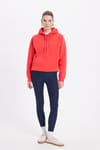 Kadın Oversize Geniş Kesim Pamuklu Yumuşak Dokulu İçi Polarlı Basic Nar Renk Kapüşonlu Sweatshirt