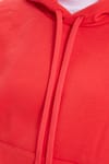 Kadın Oversize Geniş Kesim Pamuklu Yumuşak Dokulu İçi Polarlı Basic Nar Renk Kapüşonlu Sweatshirt