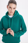 Oversize Pamuk Kapüşonlu Basic Unisex Sweatshirt