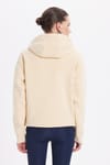 Kadın Oversize Geniş Kesim Pamuklu Yumuşak Dokulu İçi Polarlı Basic Bej Kapüşonlu Sweatshirt