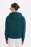 Kadın Oversize Geniş Kesim Pamuklu Yumuşak Dokulu İçi Polarlı Basic Yeşil Kapüşonlu Sweatshirt