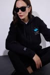 Kadın Oversize Geniş Kesim Pamuklu Yumuşak Dokulu İçi Polarlı Baskılı Siyah Kapüşonlu Sweatshirt