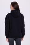 Kadın Oversize Geniş Kesim Pamuklu Yumuşak Dokulu İçi Polarlı Baskılı Siyah Kapüşonlu Sweatshirt