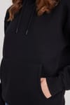 Kadın Oversize Geniş Kesim Pamuklu Yumuşak Dokulu İçi Polarlı Basic Siyah Kapüşonlu Sweatshirt