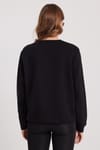Kadın Oversize Geniş Kesim Pamuklu Basic Siyah Bisiklet Yaka Sweatshirt