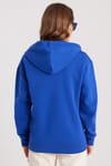 Kadın Relax Fit Rahat Kesim Pamuklu İçi Polarlı Çift Cepli Tam Fermuarlı Siyah Kapüşonlu Sweatshirt