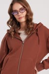Kadın Relax Fit Rahat Kesim Pamuklu İçi Polarlı Çift Cepli Tam Fermuarlı Siyah Kapüşonlu Sweatshirt