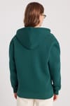 Kadın Relax Fit Rahat Kesim Pamuklu İçi Polarlı Çift Cepli Tam Fermuarlı Siyah Kapüşonlu Sweatshirt
