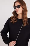 Kadın Oversize Geniş Kesim Bisiklet Yaka Basic Sweatshirt