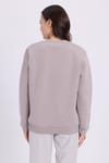 Kadın Oversize Geniş Kesim Pamuklu Yumuşak Dokulu İçi Polarlı Basic Gri Bisiklet Yaka Sweatshirt