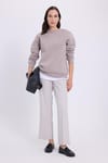 Kadın Oversize Geniş Kesim Pamuklu Yumuşak Dokulu İçi Polarlı Basic Gri Bisiklet Yaka Sweatshirt