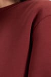 Kadın Oversize Geniş Kesim Pamuklu Yumuşak Dokulu İçi Polarlı Basic Kiremit Bisiklet Yaka Sweatshirt