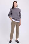 Kadın Oversize Geniş Kesim Pamuklu Yumuşak Dokulu İçi Polarlı Basic Gri Bisiklet Yaka Sweatshirt