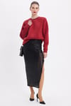 Kadın Oversize Geniş Kesim Pamuklu Yumuşak Dokulu İçi Polarlı Basic Bordo Bisiklet Yaka Sweatshirt