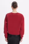 Kadın Oversize Geniş Kesim Pamuklu Yumuşak Dokulu İçi Polarlı Basic Bordo Bisiklet Yaka Sweatshirt