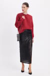 Kadın Oversize Geniş Kesim Pamuklu Yumuşak Dokulu İçi Polarlı Basic Bordo Bisiklet Yaka Sweatshirt