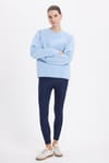 Kadın Oversize Geniş Kesim Pamuklu Yumuşak Dokulu İçi Polarlı Basic Mavi Bisiklet Yaka Sweatshirt
