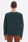 Kadın Oversize Geniş Kesim Pamuklu Yumuşak Dokulu İçi Polarlı Basic Yeşil Bisiklet Yaka Sweatshirt