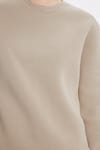 Kadın Oversize Geniş Kesim Pamuklu 3 İplik İçi Polarlı Basic Taş Bisiklet Yaka Sweatshirt
