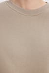 Kadın Oversize Geniş Kesim Pamuklu 3 İplik İçi Polarlı Basic Taş Bisiklet Yaka Sweatshirt
