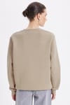 Kadın Oversize Geniş Kesim Pamuklu 3 İplik İçi Polarlı Basic Taş Bisiklet Yaka Sweatshirt