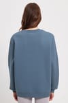 Kadın Oversize Geniş Kesim Pamuklu 3 İplik İçi Polarlı Basic Koyu Gri Bisiklet Yaka Sweatshirt