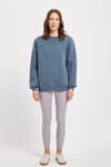 Kadın Oversize Geniş Kesim Pamuklu 3 İplik İçi Polarlı Basic Koyu Gri Bisiklet Yaka Sweatshirt