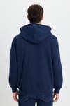 Unisex Relax Fit Rahat Kesim Pamuklu İçi Polarlı Çift Cepli Tam Fermuarlı Lacivert Kapüşonlu Sweatshirt