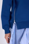 Kadın Oversize Geniş Kesim Pamuklu 3 iplik Bisiklet Yaka Mavi Sweatshirt