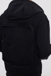 Erkek Relax Fit Rahat Kesim Pamuklu Tam Fermuarlı Kanguru Cepli Sırt Çantalı Siyah Sweatshirt