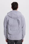 Erkek Relax Fit Rahat Kesim Pamuklu Tam Fermuarlı Kanguru Cepli Sırt Çantalı Gri Sweatshirt