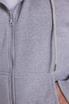 Erkek Relax Fit Rahat Kesim Pamuklu Tam Fermuarlı Kanguru Cepli Sırt Çantalı Gri Sweatshirt