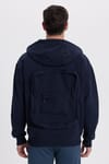 Erkek Relax Fit Rahat Kesim Pamuklu Tam Fermuarlı Kanguru Cepli Sırt Çantalı Lacivert Sweatshirt