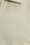 Erkek Relax Fit Rahat Kesim Pamuklu Fermuarlı Polo Yaka Bej Sweatshirt