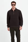 RELAX FIT HALF ZIPPER PLAIN POLO NECK SWEATSHIRT