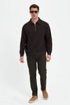 RELAX FIT HALF ZIPPER PLAIN POLO NECK SWEATSHIRT