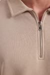 Erkek Relax Fit Rahat Kesim Pamuklu 3 İplik Fermuarlı Polo Yaka Taş Sweatshirt
