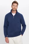Unisex 3'lü Paket Yeşil-Ekru-Lacivert Relax Fit Pamuklu Yarım Fermuarlı Dik Yaka Sweatshirt