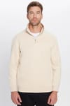 Unisex 3'lü Paket Yeşil-Ekru-Lacivert Relax Fit Pamuklu Yarım Fermuarlı Dik Yaka Sweatshirt