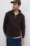 Unisex 3'lü Paket Kahverengi-Yeşil-Ekru Relax Fit Pamuklu Yarım Fermuarlı Dik Yaka Sweatshirt